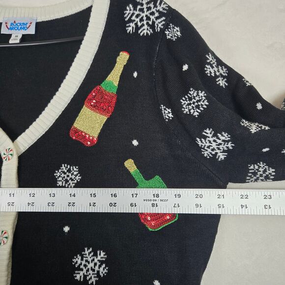 Christmas Holiday Ugly Sweater Cardigan Wine Boozey Fun Womens Sweater 0670 - Picture 6 of 10